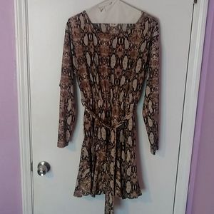 Snake Print Long Sleeve Dress
